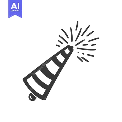 Aset desain premium: A black and white illustration of a party favor