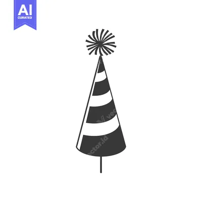 Popular premium asset: A single party hat with stripes and a fluffy pompom