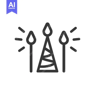 Aset desain premium: Party Hat with Two Sparkler Flames