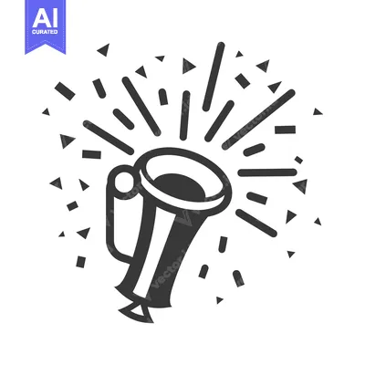 Premium design asset: A graphic image depicting a party horn and celebratory elements