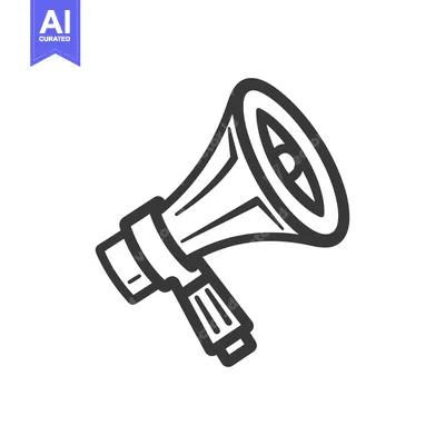 A simple black and white line drawing of a megaphone