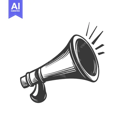 An illustrated megaphone device demonstrating audio amplification and
