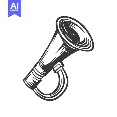 A vintage styled drawing of a trumpet or megaphone object