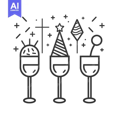 Popular premium asset: Three Wine Glasses Decorated For Festive Celebration With Decorations