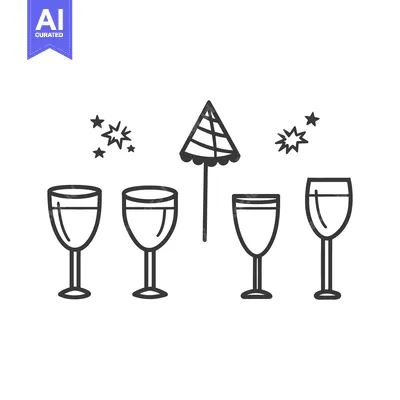Aset premium populer: A celebration featuring wine glasses and a decorative parasol