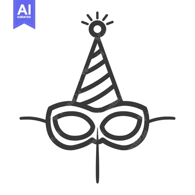 Festive party hat and mask combination icon design illustration