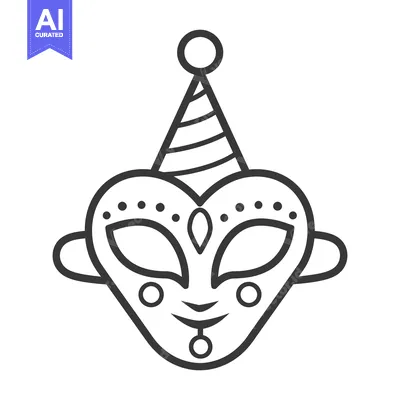 Aset premium populer: An abstract heart shaped mask adorned with festive party elements