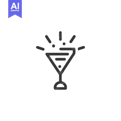 Aset premium populer: Minimalist Martini Glass Icon with Sparkling Radiance on White Backgro