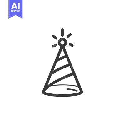 Aset premium populer: Party Hat Icon with Spirals and Sparkle, Celebration Symbol