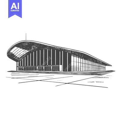 Popular premium asset: A modern stylized architectural illustration of a large building struc