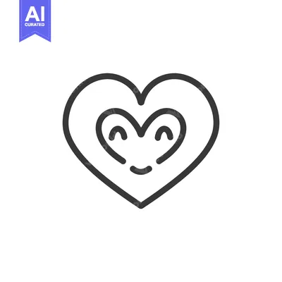 Aset desain premium: A smiling heart icon displaying a happy and loving emotion