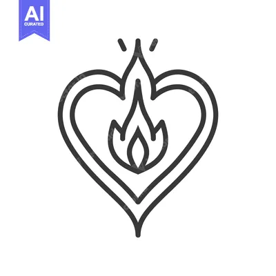 A simple illustration showing a heart with a flame inside it
