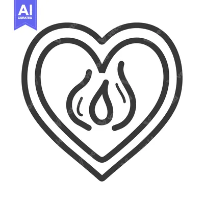 Popular premium asset: A simple black and white heart symbol with stylized flame inside