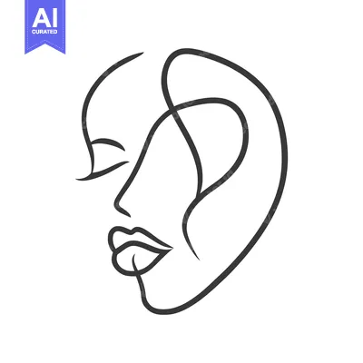 Aset premium populer: A Minimalist Line Drawing Of A Woman With Closed Eyes