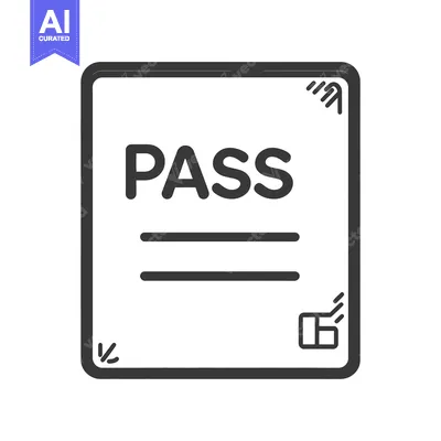 Aset premium populer: A simple line drawing showing a pass document with text
