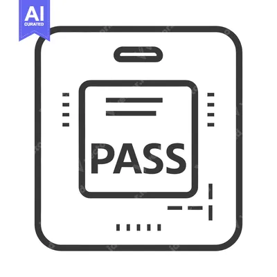 A simple line drawing shows a rectangular security access pass
