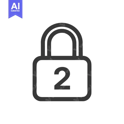 Aset desain premium: Two-Factor Authentication Icon: Padlock with Number Two for Security