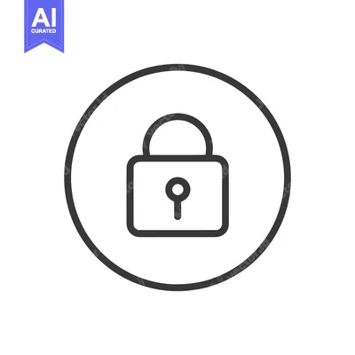 Aset premium populer: Minimalist Padlock Icon in Circle, Security Symbol, Black Outline on W
