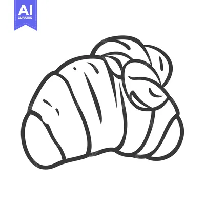 Aset desain premium: An outline illustration depicting a baked pastry food product