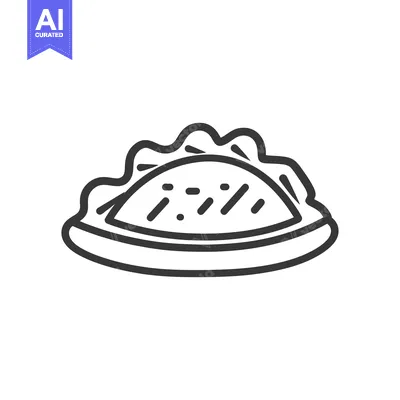Aset premium populer: A simplified illustration depicting a savory folded food item