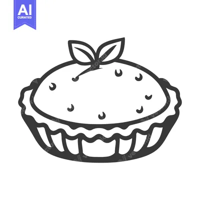 Aset desain premium: A stylized illustration of a delicious baked dessert pie