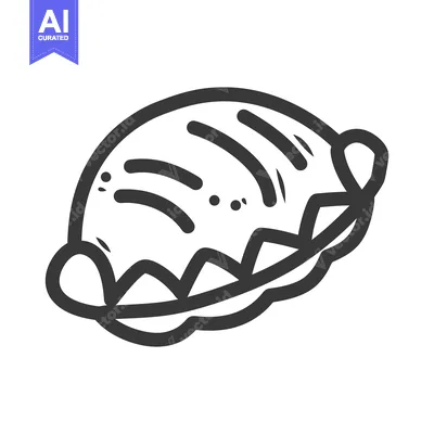 Aset desain premium: A simple black and white illustration of a delicious dumpling
