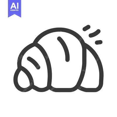 A simple line drawing of a delicious croissant pastry