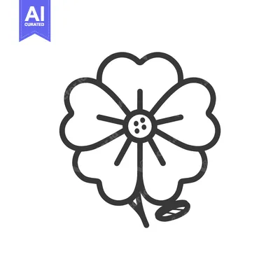 Premium design asset: Simple black and white illustration depicting a stylized four petaled