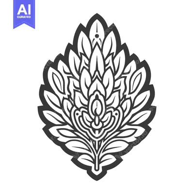 Premium design asset: A symmetrical black and white floral design with intricate detail