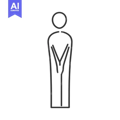 Aset premium populer: Simple black outline depiction of a human standing upright