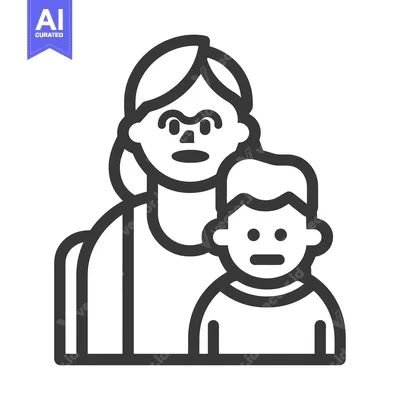 Aset premium populer: Simple vector illustration depicting a mother and her child together
