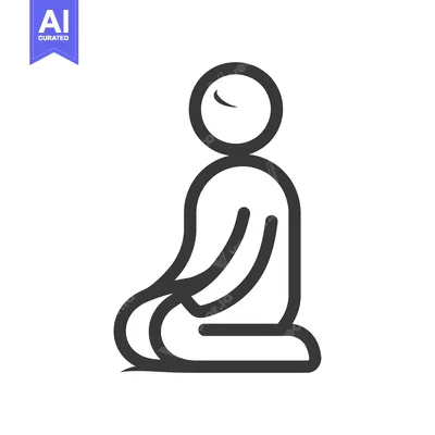 Aset desain premium: A minimalistic black and white illustration of a seated person meditat