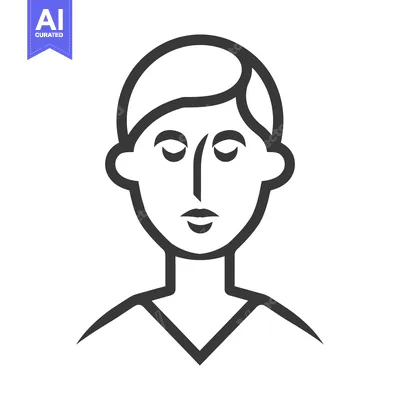 Premium design asset: Simple monochrome line drawing of a human face portrait