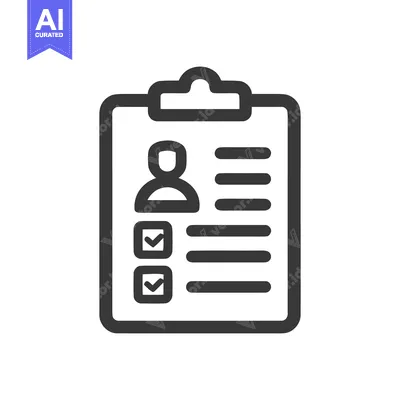 Aset desain premium: Profile Checklist Icon: Completed Tasks on Clipboard, Dark Gray Design