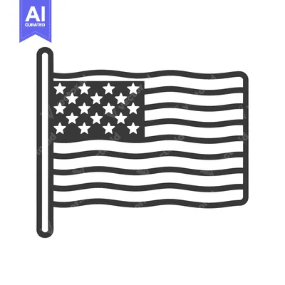 Premium design asset: The illustrated image depicts a simple flag with stars and stripes