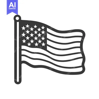 Aset premium populer: An illustrated waving flag with stars and stripes on a pole