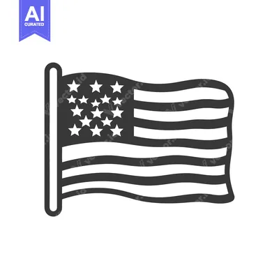 Aset desain premium: A simple graphic depiction of a waving flag on a pole
