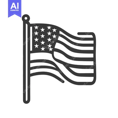 The illustrative black and white depiction of a waving national flag