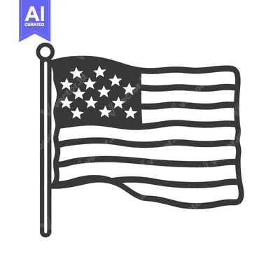 Aset premium populer: The outlined waving flag graphic features stars and horizontal stripes