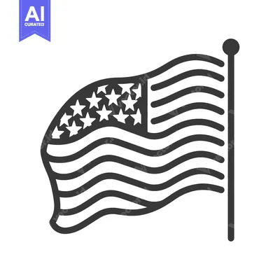 Aset desain premium: An illustrative vector graphic of a waving stars and stripes flag