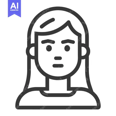 Aset desain premium: Simple outline depiction of a woman with long straight hair