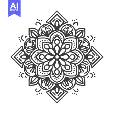 Popular premium asset: Intricate Floral Mandala Design with Geometric Diamond Frame in Black