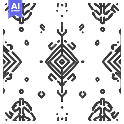 Aset premium populer: Bold Geometric Pattern: Tribal-Inspired Design with Diamond Center and