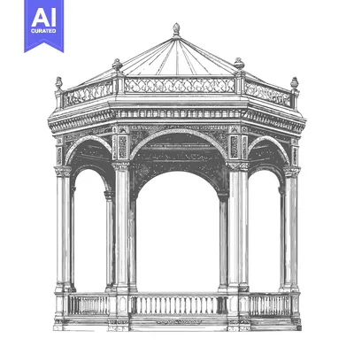 Popular premium asset: A detailed architectural illustration shows a decorative open sided ga