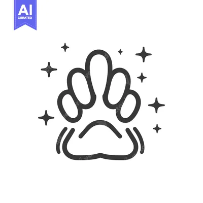 Premium design asset: A stylized illustration of a paw print with sparkling stars