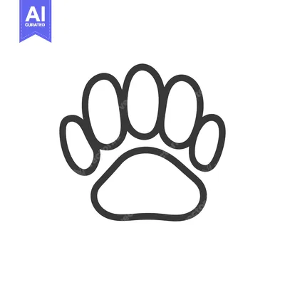Premium design asset: Black and white outline of an animal paw print