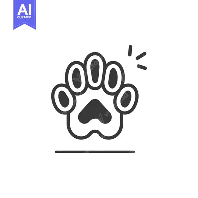 A simple black and white illustration of a paw print icon