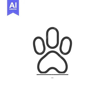 A single paw print illustration depicted in black line art