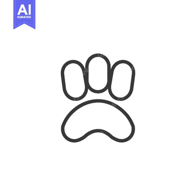 A simple outline of a paw print on a white background