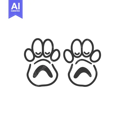 Popular premium asset: Two cartoon paw prints in black and white color